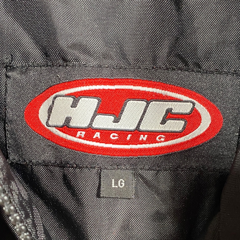 HJC Racing Star Moto Jacket Mens Large Black Blue Silver Vintage Y2K Motorcycle - Picture 2 of 9